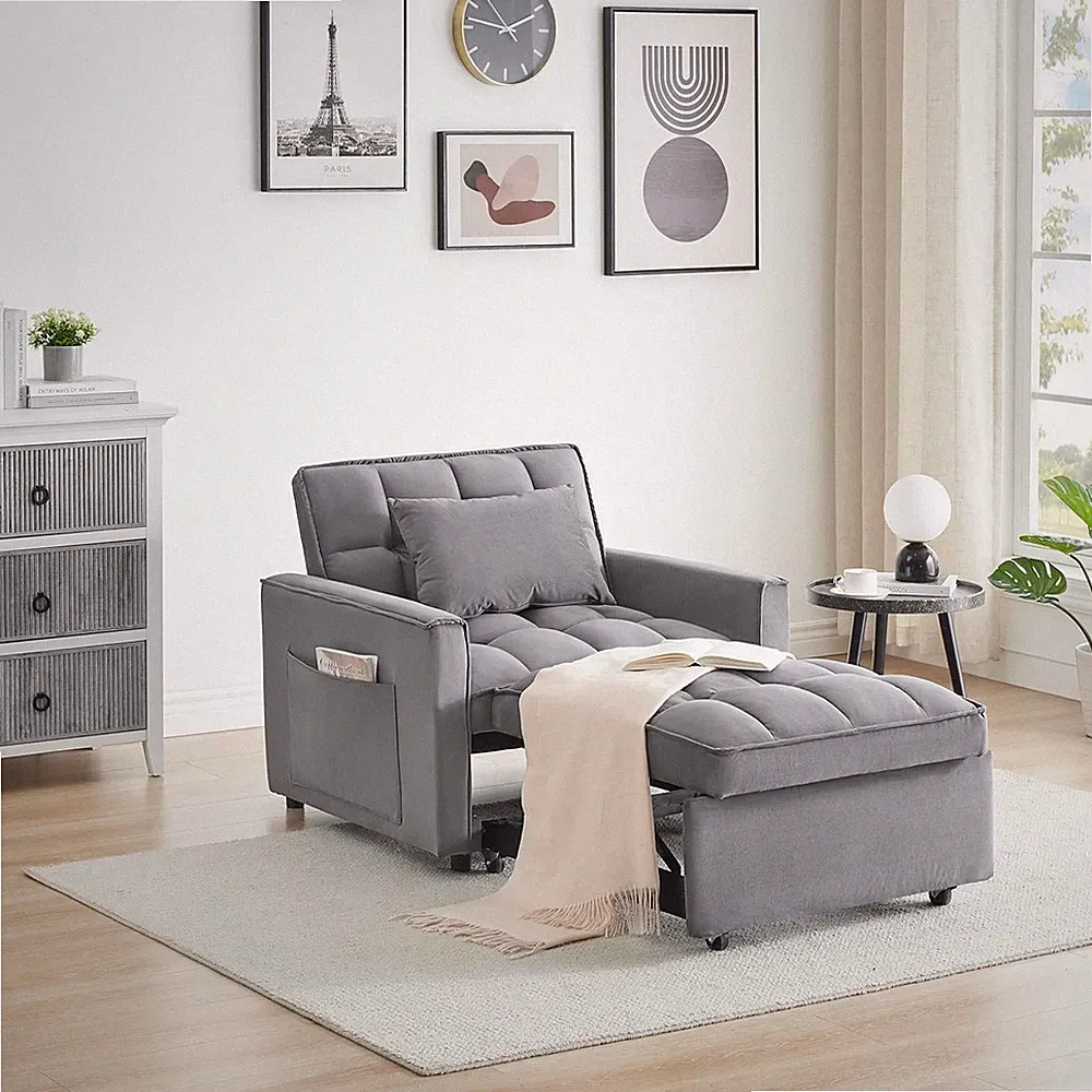 3-in-1 Convertible Sofa Bed Chair for Small Spaces, Adjustable Recliner