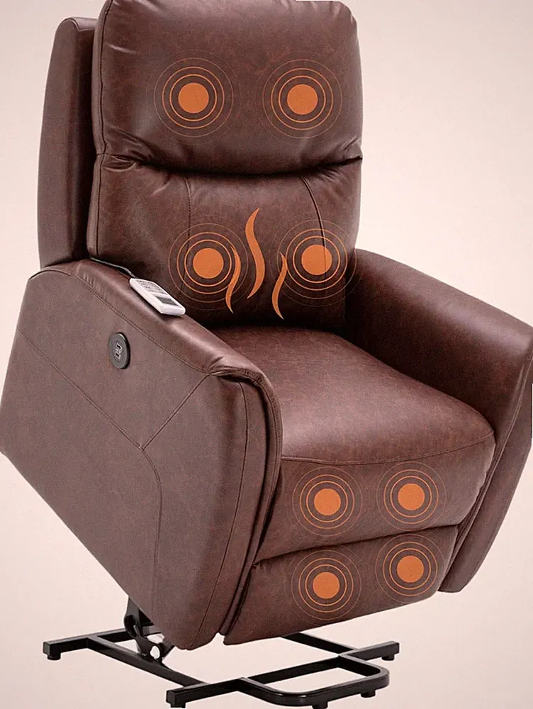 81119 Electric Power Lift Recliner Chair Sofa Faux Leather with Massage and Heat