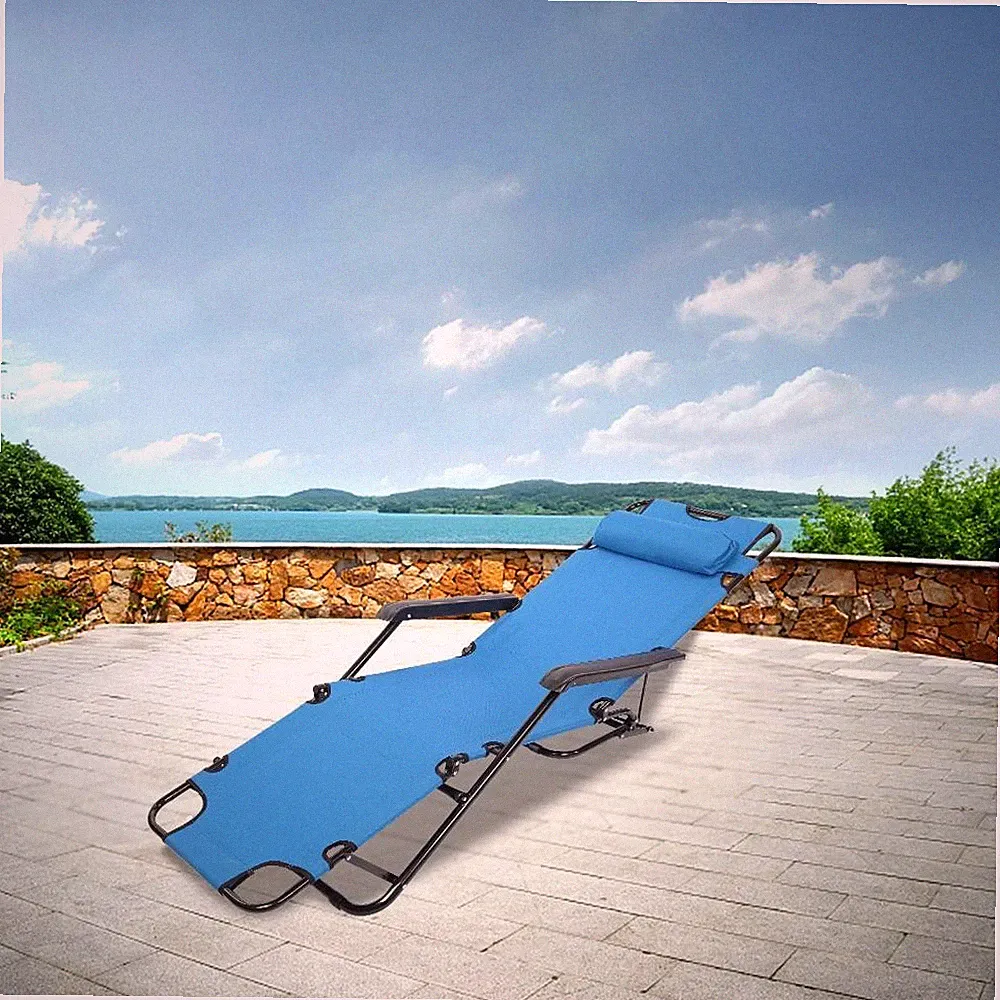 Foldable Patio Lounge Chair Chaise Bed Fold Cot Beach Reclining Seat Relax Home