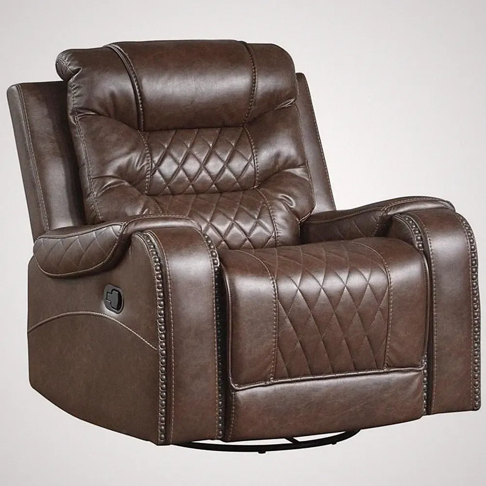 Lexicon Putnam Traditional faux leather Swivel Glider Reclining Chair in Brown