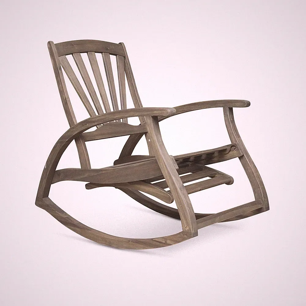 Outdoor Reclining Rocking Chair - Resistant, Classic Slat Design & Adjustable