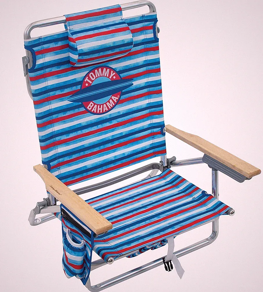 Tommy Bahama 5-Position Classic Lay Flat Folding Backpack Beach Chair, Alumin...